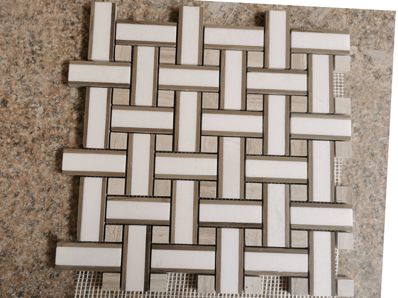 Разнобојна зидна плоча од мермерних мозаик плочица и позадинска плоча (1)