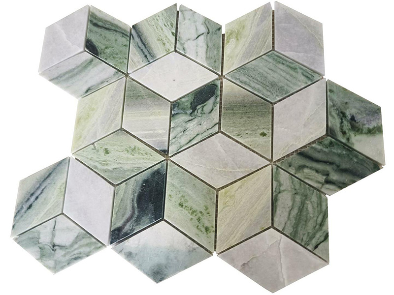 Fornitura diretta in fabbrica-Mosaico-di-marmo-naturale-3D-Cube-Tile-(5)