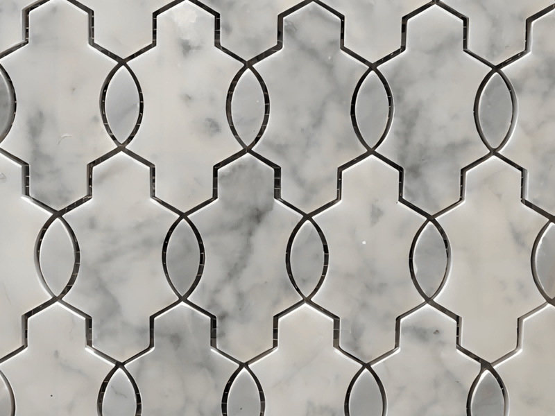 Azulejo backsplash em forma de lanterna de mosaico branco Carrara de alta qualidade (1)