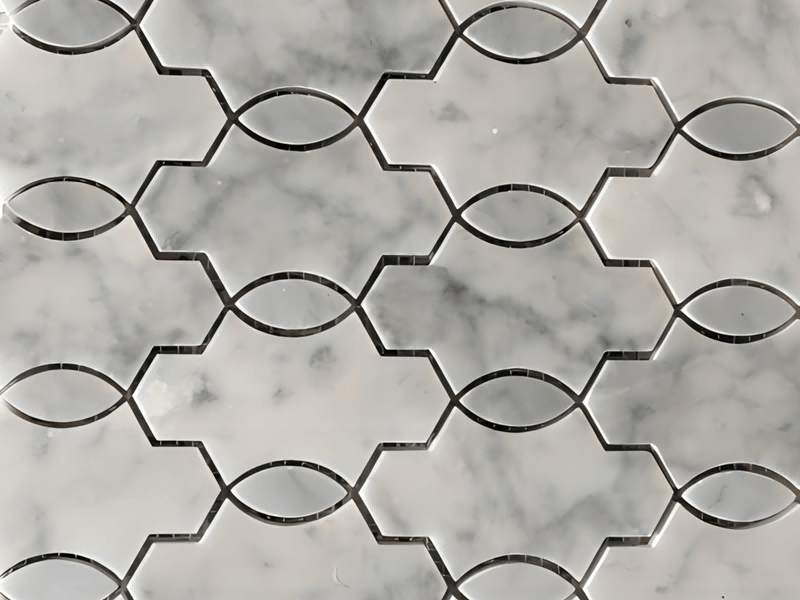 Azulejo Backsplash em forma de lanterna de mosaico branco Carrara de alta qualidade (2)