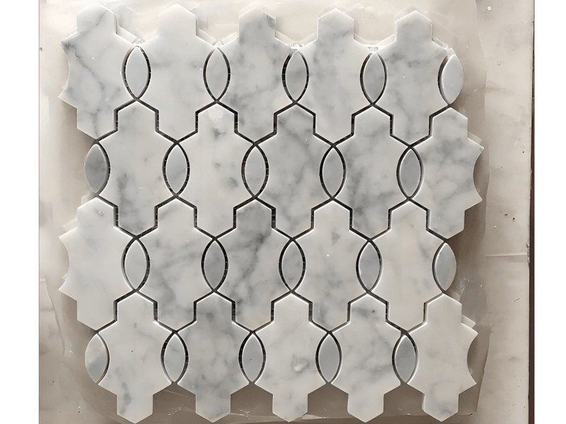 Aukštos kokybės Carrara White Mosaic Lantern formos backsplash plytelė (4)