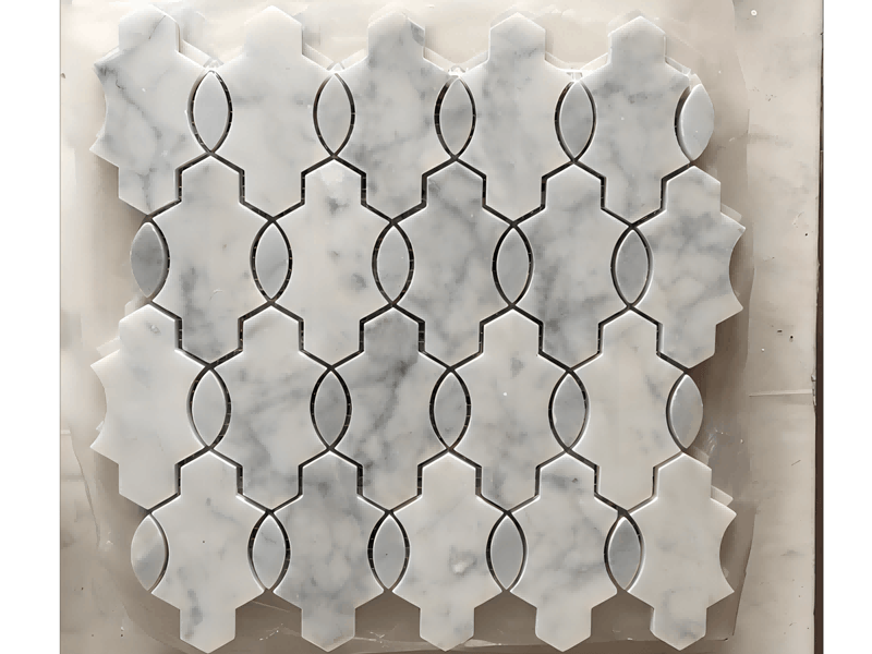 Ladrilho Backsplash em forma de lanterna de mosaico branco Carrara de alta qualidade (4)