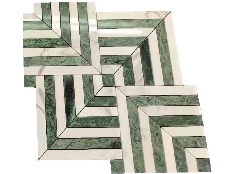 Vruća rasprodaja dobavljača dizajna mozaika od zelenog i bijelog dijamanta od mramora (2)