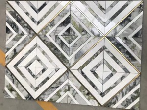 Hot Sale Metal Inlay Green Diamond Marble Mosaic Tile Backsplash (3)