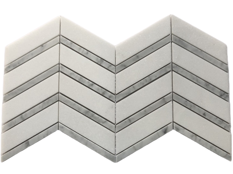 Kuum müük White Mosaic Herringbone Chevron Marble Tile Backsplash (1)