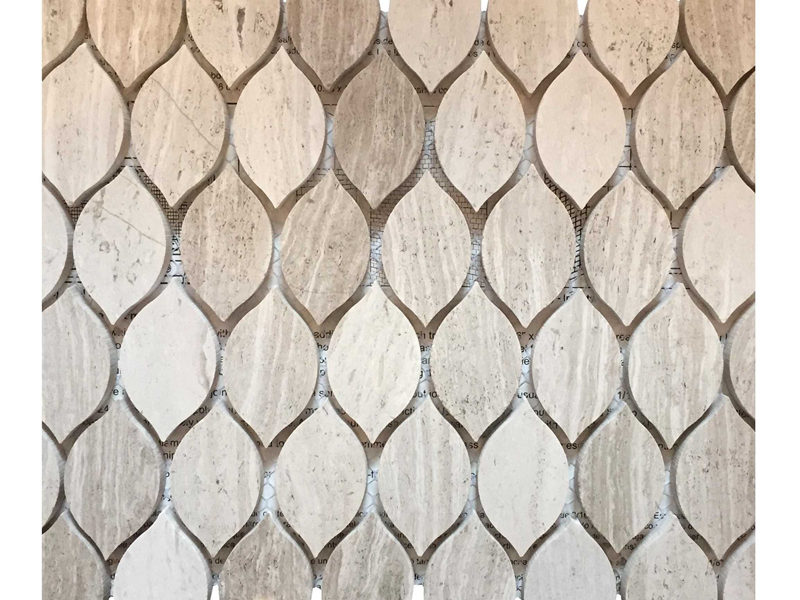 کاشی موزاییک دیواری مرمر سفید چوبی شکل برگ برای دکوراسیون منزل (5)