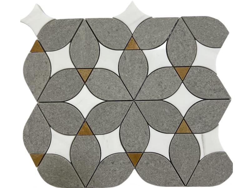 Новая декоративная водоструйная плитка, мраморная мозаика серого и белого цветов (1)