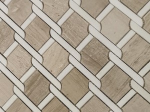 Tshiab Style Ntoo Marble Thiab Dawb Weave Rope Mosaic Pobzeb Rau Phab Ntsa (1)