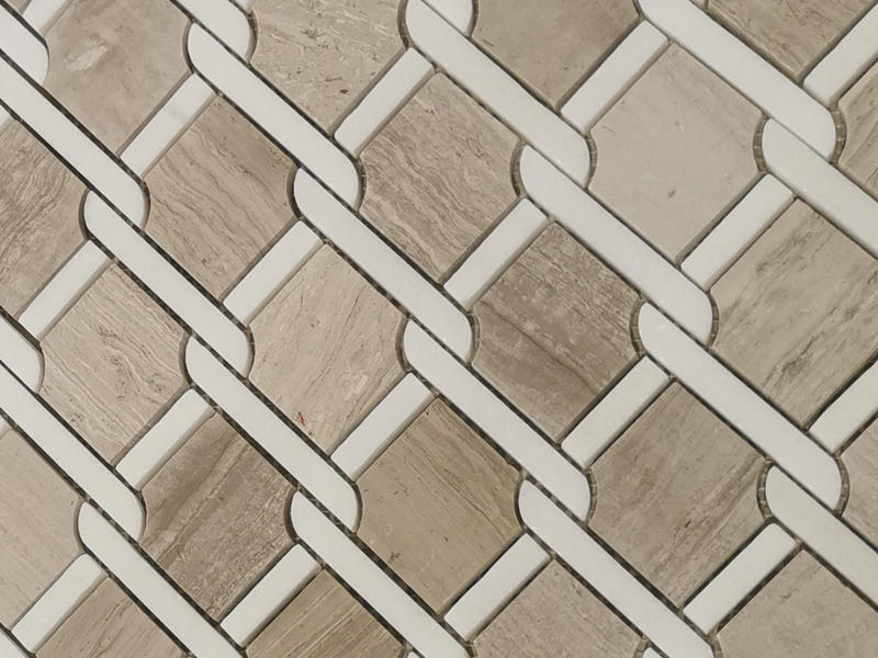 Sabon Salo Dutsen Marble Da Farin Saƙa Rope Mosaic Tile Don bango