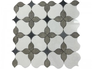Pinakintab na Marble Mosaic Tile Artistic Waterjet Iris Pattern Wall Tile (4)