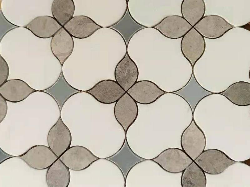 Azulexo de mosaico de mármore pulido Azulexos de parede con patrón de iris de chorro de auga artístico (5)