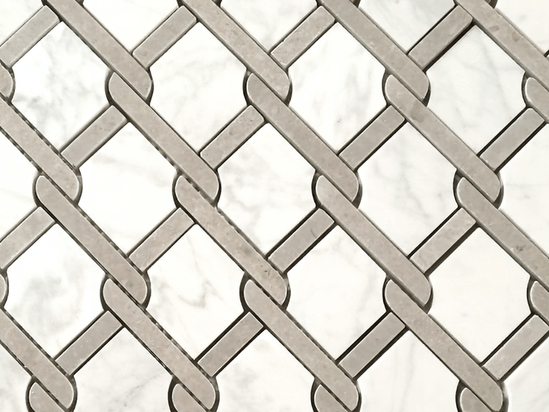 Shahararrun Ado Na Halitta Marble Fog Chain Link Dutsen Mosaic Tile (1)