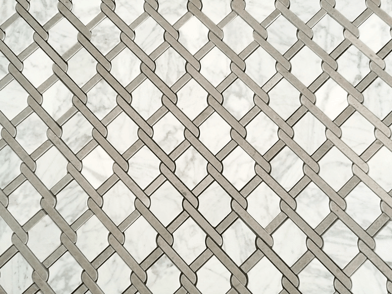 Shahararren Ado Na Halitta Marble Fog Chain Link Dutsen Mosaic Tile (5)