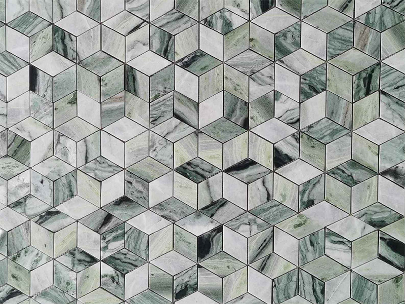 ផលិតផល-កម្មវិធី-នៃរោងចក្រ-ផ្គត់ផ្គង់ដោយផ្ទាល់-ធម្មជាតិ-ថ្មម៉ាប-Mosaic-3D-Cube-Tile