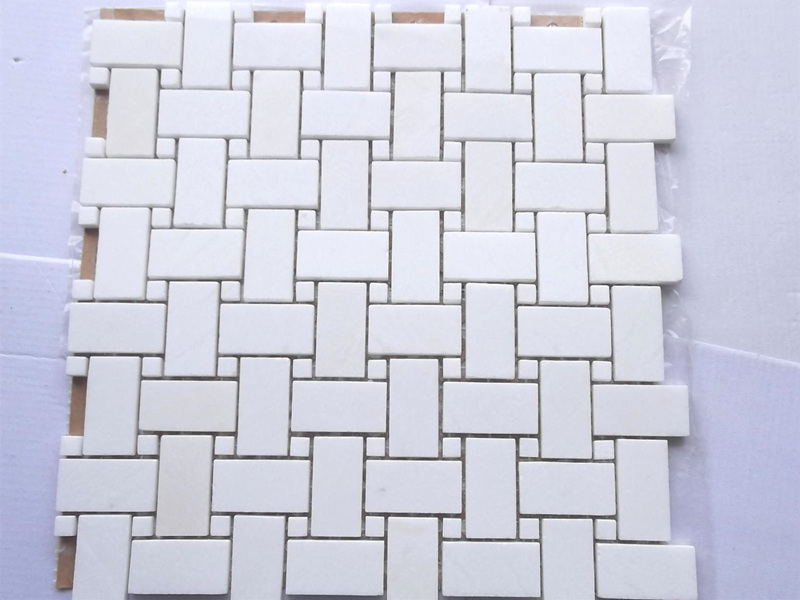 Pure White Basketweave Tile Thassos Marble Mosaic Backsplash Factory (3)