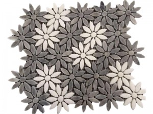 Pllaka muri dhe dyshemeje me gurë Waterjet Mozaik Sunflower Model pllake (2)
