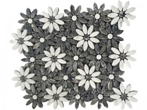 Placi de piatră pentru pereți și podea cu jet de apă, mozaic floarea soarelui (3)