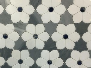 Telha de mosaico de mármore branco Thassos e Bardiglio Carrara Waterjet (3)