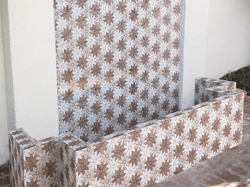 Ватерјет Црема Марфил и Лигхт Емперадор мермерни цветни мозаик плочица (6)
