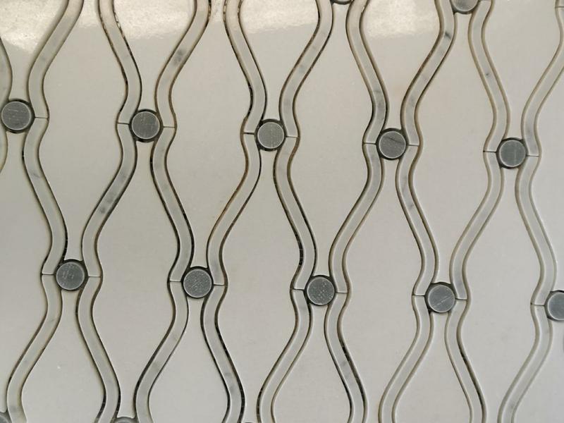 Waterjet White Wavy Arabesque témbok marmer mosaic Til