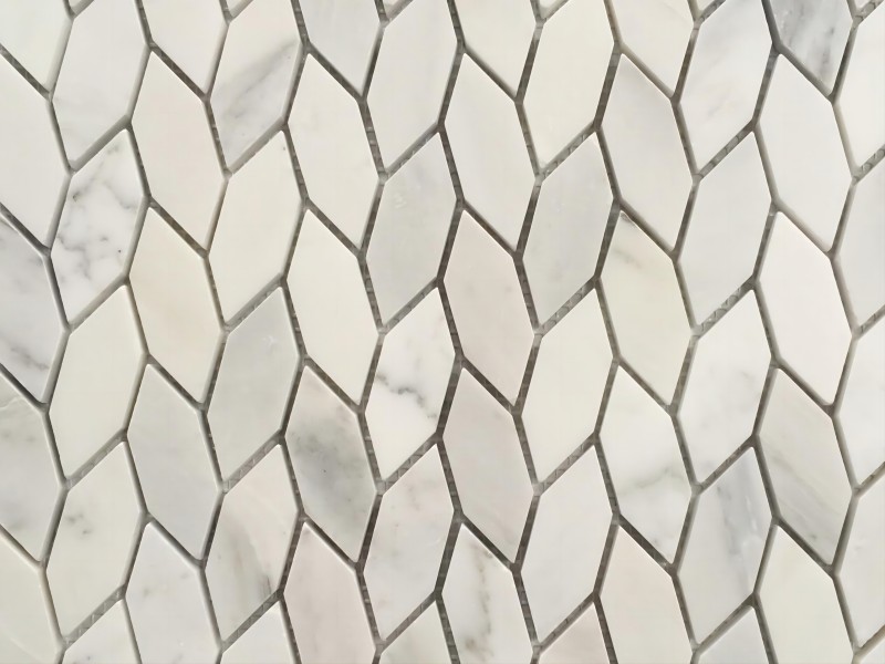 Білий природний камінь мозаїка настінна плитка Leaf Pattern Backsplash