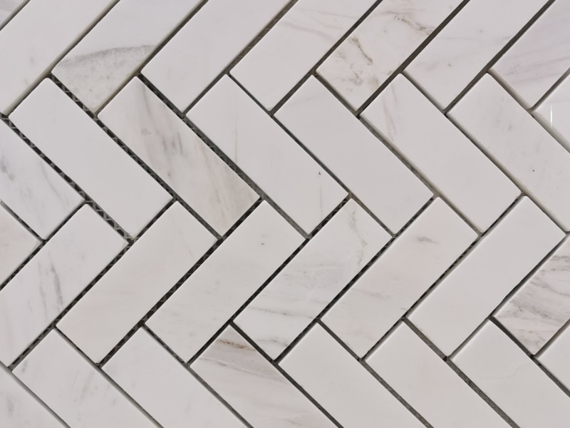 Grosir Herringbone Ubin Marmer Pawon Mozaik Batu Putih (4)