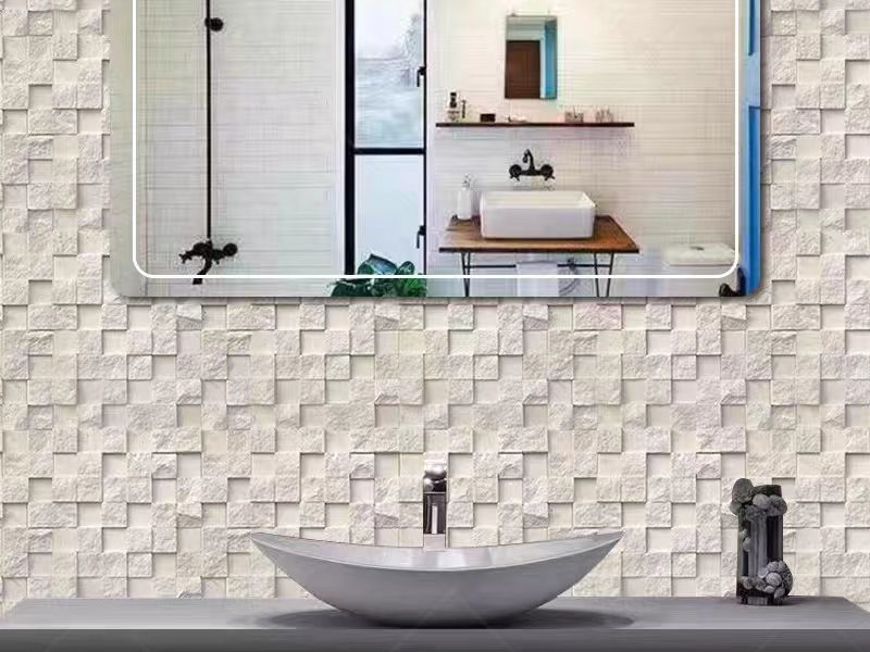 3d stone mosaic travertine dimensional backsplash for vanity background wall