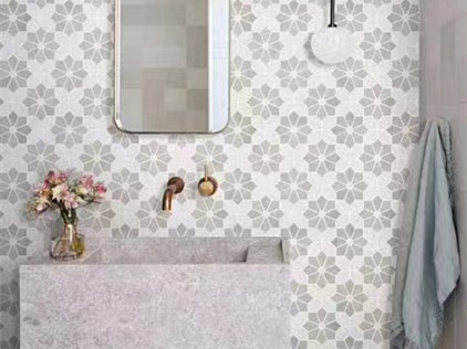 Blue Maravilla Valentino Bardiglio Tulip Polished Marble Mosaic Tiles For Sale (6)