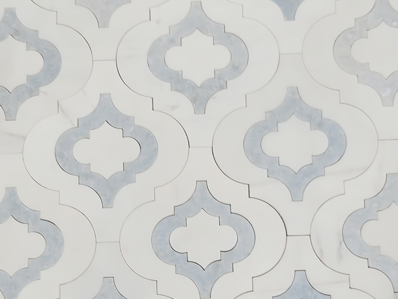 Blue Stone Mosaic Tile Arabesque Lantern Marble Waterjet Mosaic Supply (1)