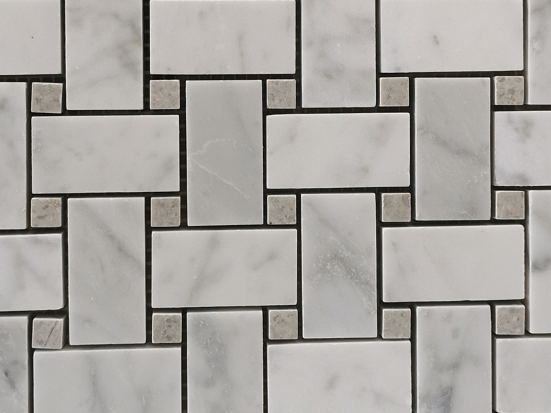Carrara Mosaic Tiles Bathroom Floor Basketweave White Marble Mosaics (3)
