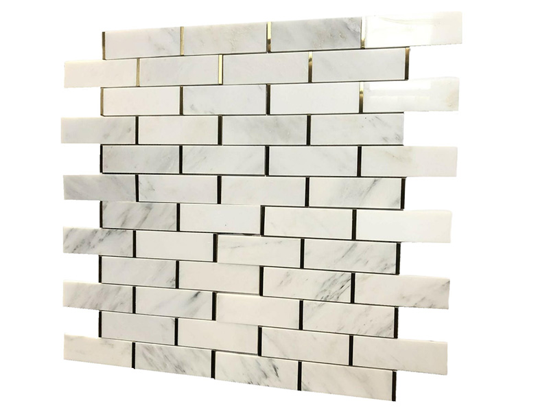 Carrara-White-Marble-And-Metal-Mosaic-Backsplash-Subway-Tile-(1)