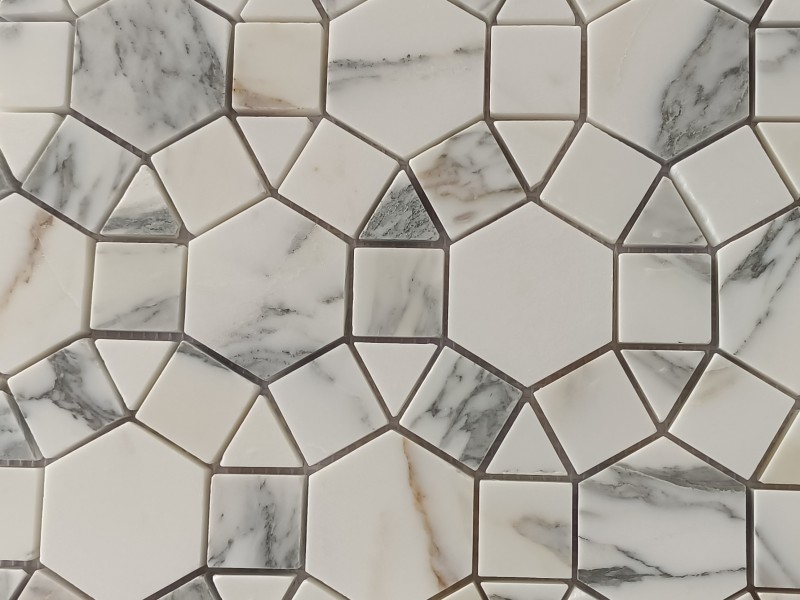 Decorative Calacatta Pallas Waterjet Marble Mosaic Tiles For Kitchen (2)