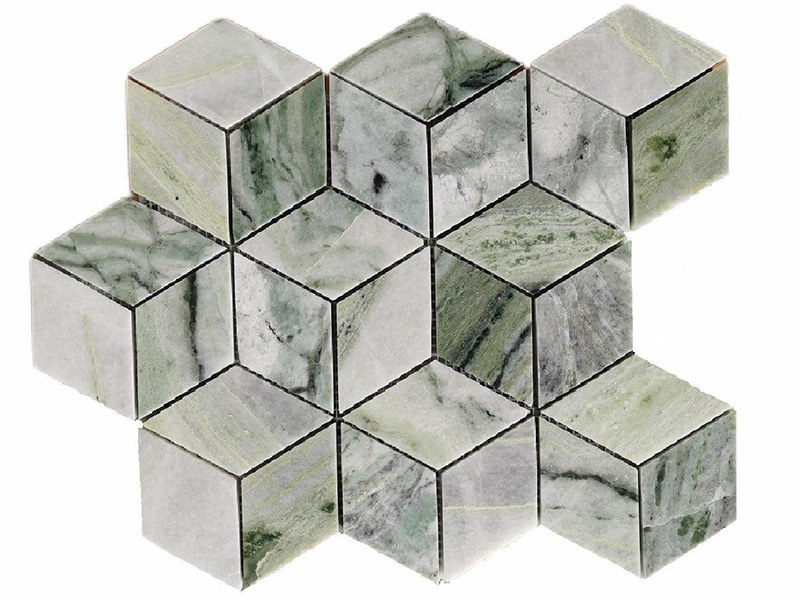 https://www.wanpomosaic.com/wholesale-price-three-dimensional-cube-green-marble-mosaic-tile-product/