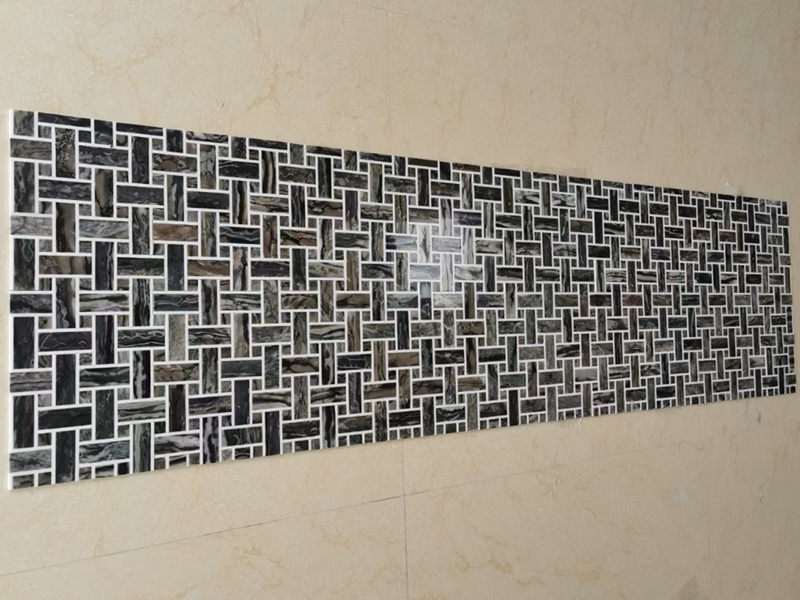 High-quality Emperador Dark Mosaic Basketweave Marble Backsplash Tile (5)