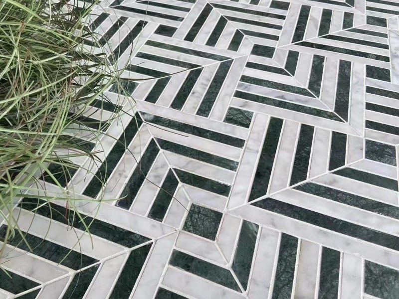 Hot Sale Green And White Diamond Marble Mosaic Design Supplier (7)