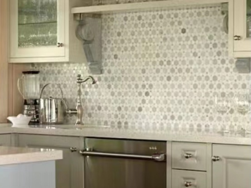 Hot Sale Pallas Waterjet Marble Mosaic Grey & White Tile Backsplash (15)