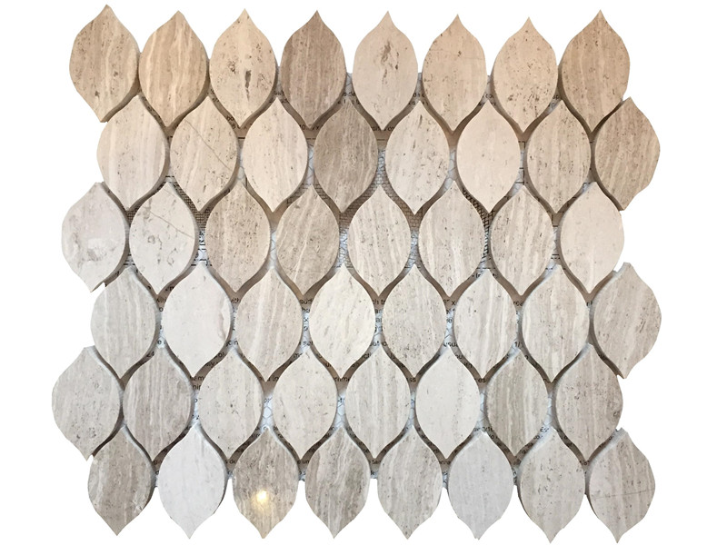 Leaf Shape Wooden White Marble Wall Mosaics Tiles For Home Decoration (4)