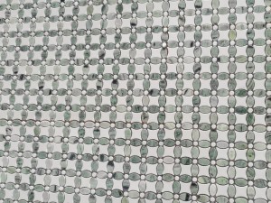 Modern Design White And Green Waterjet Marble Mosaic Lily Flower Tile (5)
