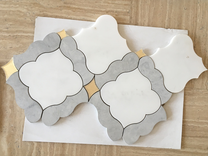 Modern Waterjet Stone Mosaic Tile In Grey And White Marble Mosaics (4)