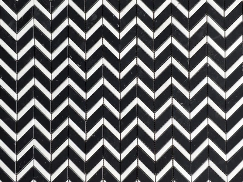 Natural Black Marble Mosaic Tile China Marble Chevron Backsplash (1)