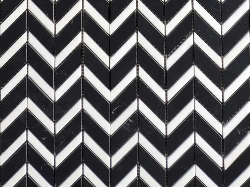 Natural Black Marble Mosaic Tile China Marble Chevron Backsplash (2)