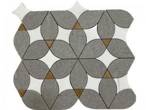 New Decorative Waterjet Tile Gray And White Flower Marble Mosaic (1)