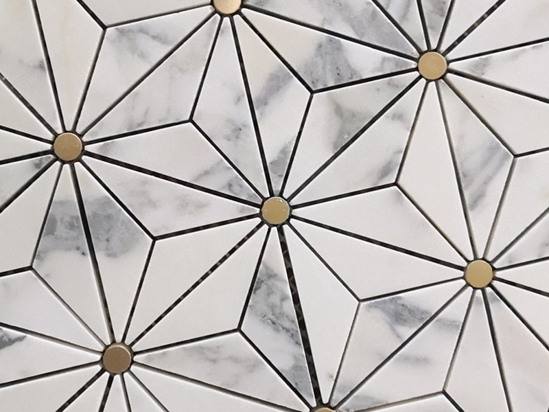 Wholesale New Design Brass Inlay In Flower Floral Marble