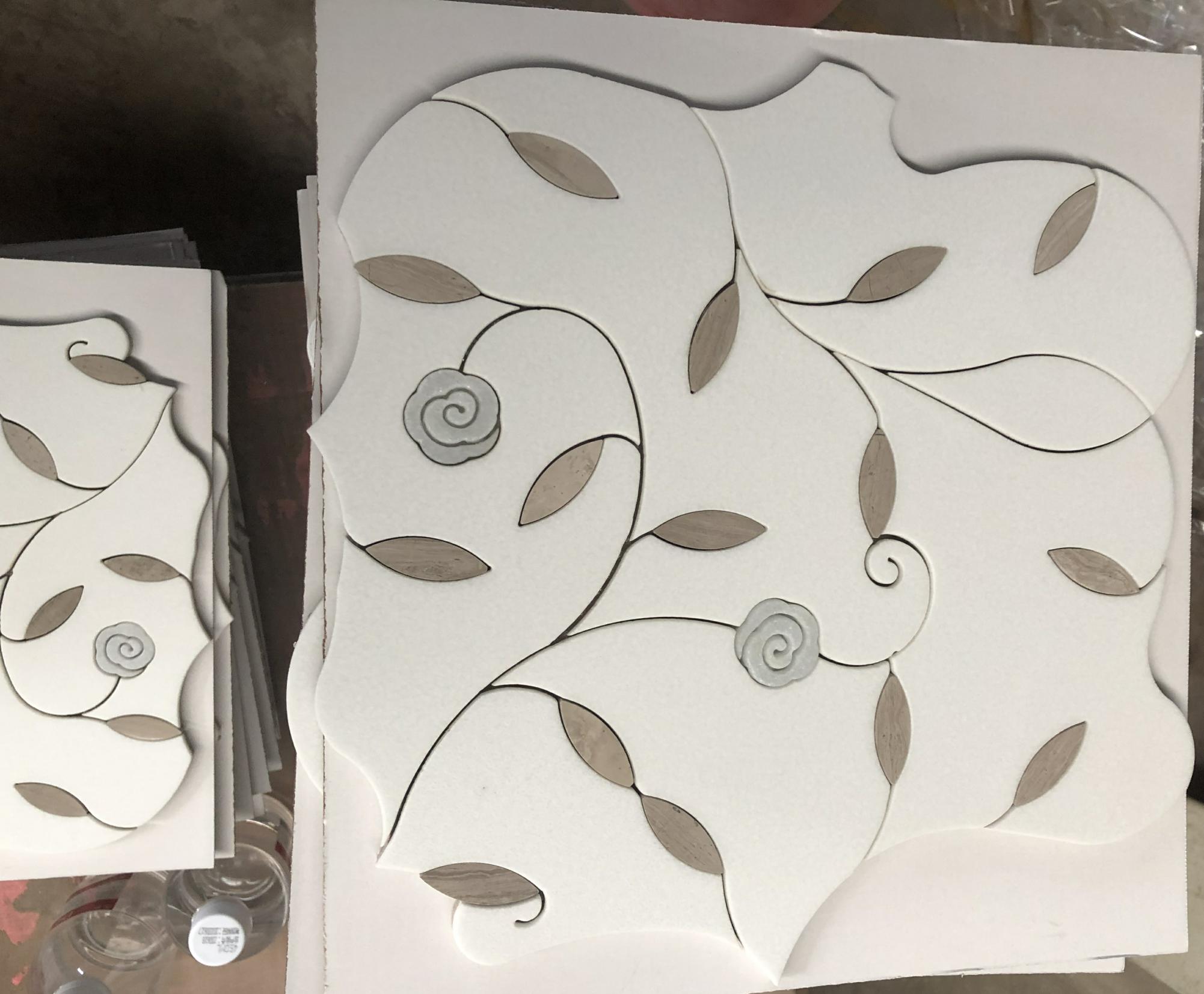 New Exquisite Flower Waterjet Marble Mosaic Tiles (3)