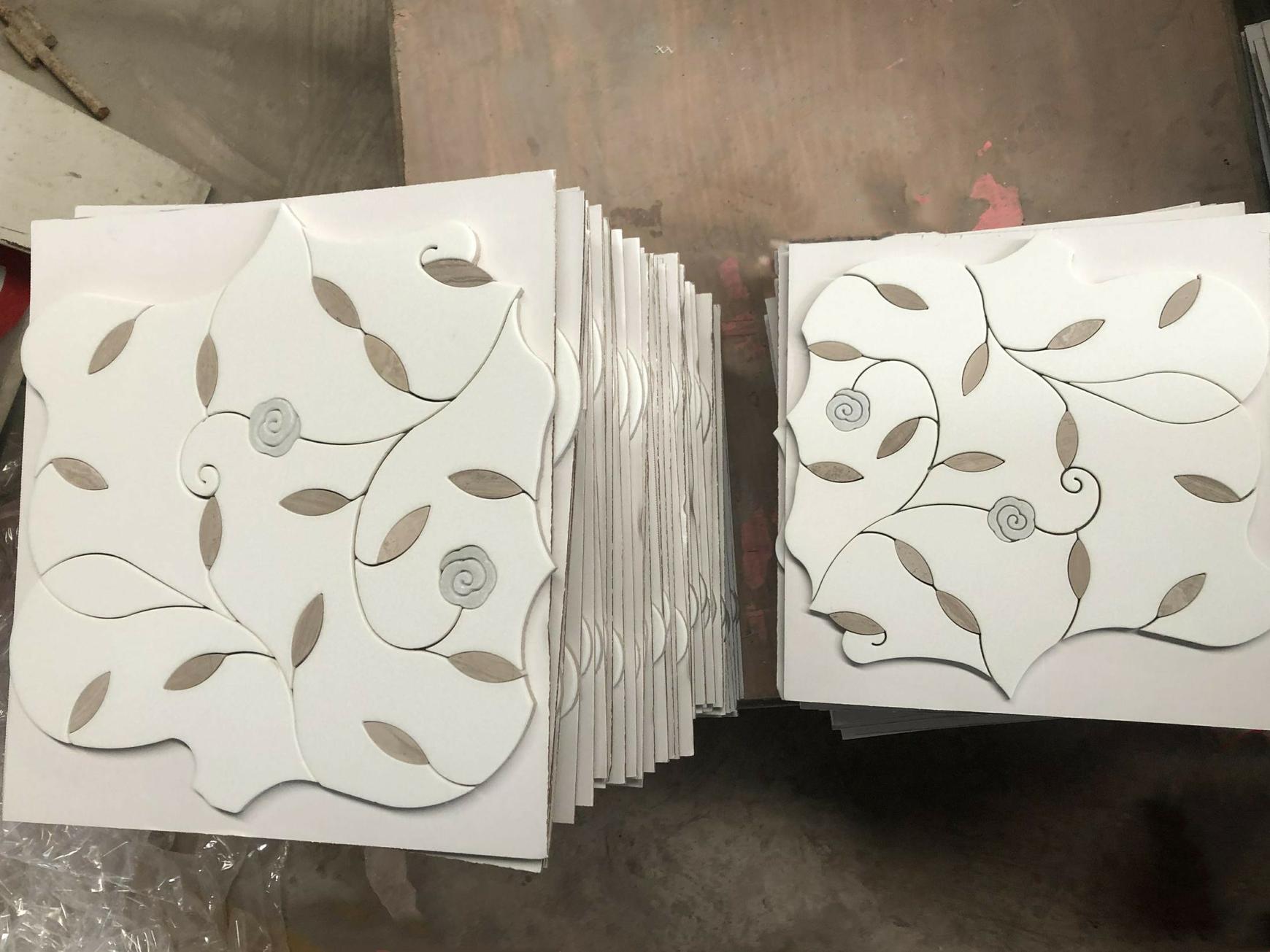 New Exquisite Flower Waterjet Marble Mosaic Tiles (4)