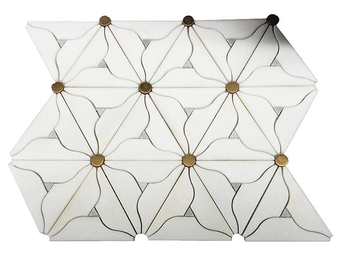 New Product Waterjet Marble And Brass Mosaics For Backsplash Tiles (1)