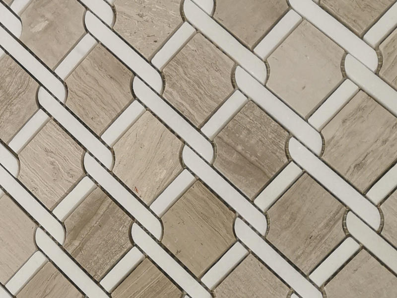 New Style Wooden Marble And White Weave Rope Mosaic Tile For Wall