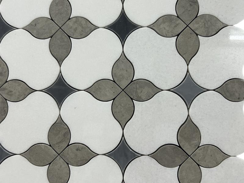 Polished Marble Mosaic Tile Artistic Waterjet Iris Pattern Wall Tiles (6)