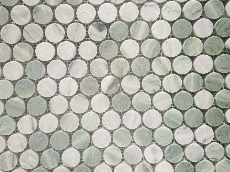https://www.wanpomosaic.com/round-penny-tile-green-marble-mosaics-for-kitchen-bathroom-interior-product/
