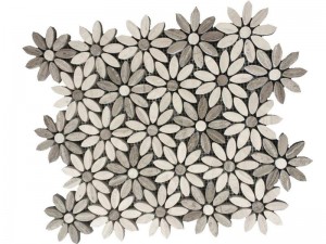 Stone Wall And Floor Tiles Waterjet Sunflower Mosaic Tile Pattern (4)